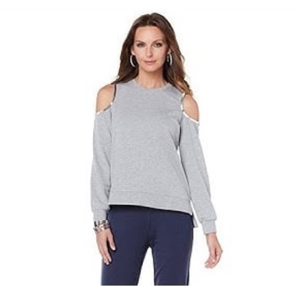 NENE by NeNe Leakes The "Nina" Beaded Cold Shoulder Top